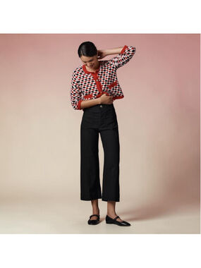 Anthropologie Maeve The Colette Crop Wide Leg Pants Black Sz 28